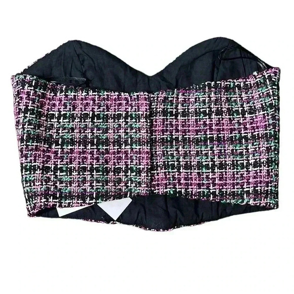 Zara Tweed Multicolor Corset Bustier  NWT Size S - Picture 2 of 7